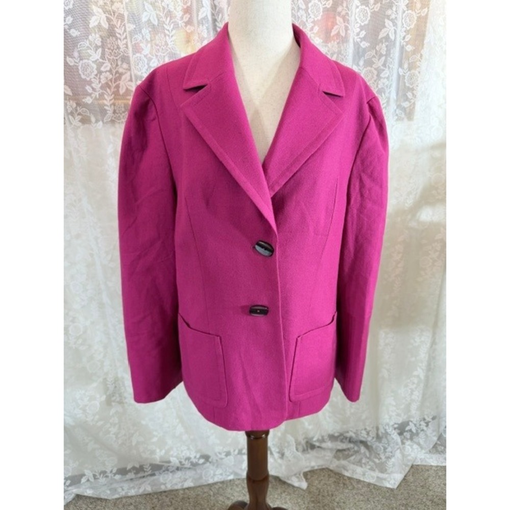 Kasper ASL Petite Magenta Pink Two Button Blazer Jacket Size 14P Pockets
